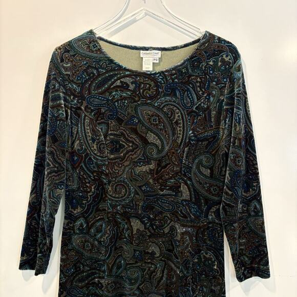 Coldwater‎ Creek Paisley Print Velvet Midi Dress Womens Size PS (1366) - Picture 3 of 5